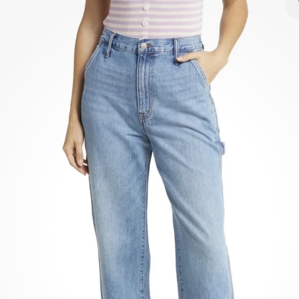 Madewell The Perfect Vintage Med Light Wash Straight Utility Carpenter Jeans 25 - Picture 8 of 16